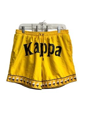 Kappa Yellow Shorts with Black Accents and Red Logo